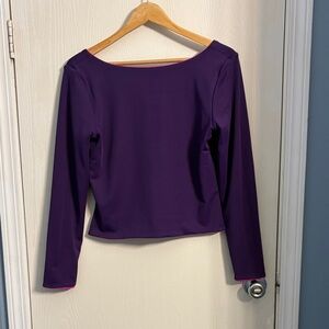 Express Reversible Vibrant Pink Deep Purple Long Sleeve Blouse